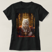 Weiße, langhaarige Katze umgeben von goldenen Orna T-Shirt (Design vorne)