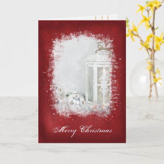 Weiße Laternenkrone mit Ornament Karte (Gelbe Blume)