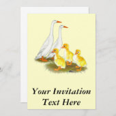 Weiße Läufer-Enten-Familie Einladung (Vorne/Hinten)