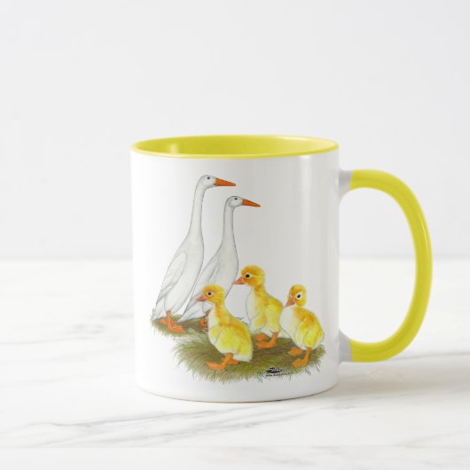 Weiße Läufer-Enten-Familie Tasse (Rechts)