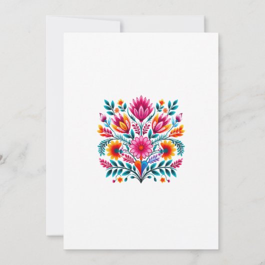 Weiße, lebendige Flora Quinceanera Mexican Fiesta Einladung (Rückseite)