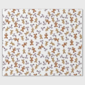 Weiße Lebkuchenmänner & Candy Cane Weihnachtswrap Geschenkpapier (Flach)