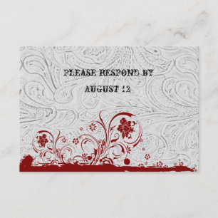 Weiße Ledersorte und rote Spitze RSVP mit Umschläg Karte