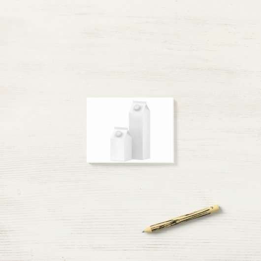 Weiße leere Behälter für Milch Post-it Klebezettel (Auf Schreibtisch)