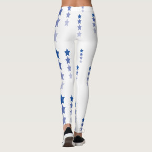 Weiße Leggings mit blauen Sternen