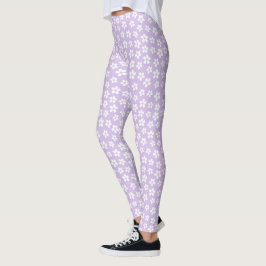 Weiße Leggings mit Blumen - Geschenk für Lila Yoga