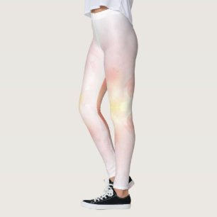 Weiße Leggings mit dezenten rosa und gelben Pastel