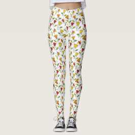 Weiße Leggings mit einem bunten Blumenmuster 