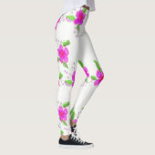 Weiße Leggings mit rosa Blume drucken (Rechts)
