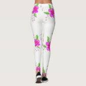 Weiße Leggings mit rosa Blume drucken (Rückseite)