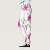 Weiße Leggings mit rosa Blume drucken (Links)
