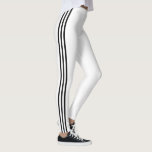 Weiße Leggings mit schwarzen Streifen<br><div class="desc">Migned Design - Black Side Stripe - Sport White Leggings - Wählen Sie / fügen Sie Ihre Lieblings-Streifen und Legge / Hintergrund Farben !</div>