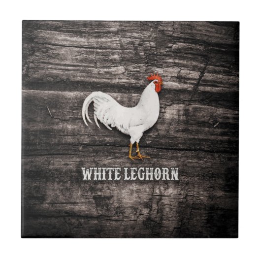 Weiße Leghorn-Henne Fliese (Vorderseite)