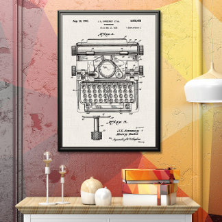Weiße Leinwand | Schreibmaschinenpatent Poster