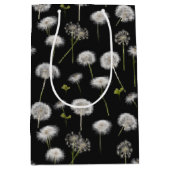 Weiße Leuchte Fluff auf schwarz Mittlere Geschenktüte (Vorderseite)