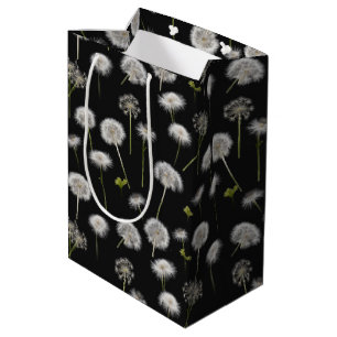 Weiße Leuchte Fluff auf schwarz Mittlere Geschenktüte