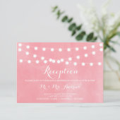 Weiße Leuchten Rustikale rosa Empfang-Karte Begleitkarte (Stehend Vorderseite)