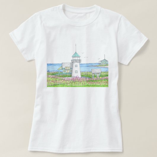 Weiße Leuchtturm Damen Tshirt (Design vorne)