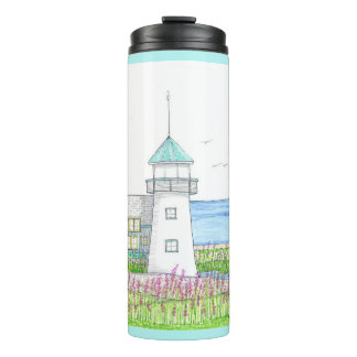 Weiße Leuchtturm-Tumbler Thermosbecher