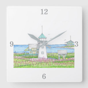 Weiße Leuchtturm-Wanduhr Quadratische Wanduhr