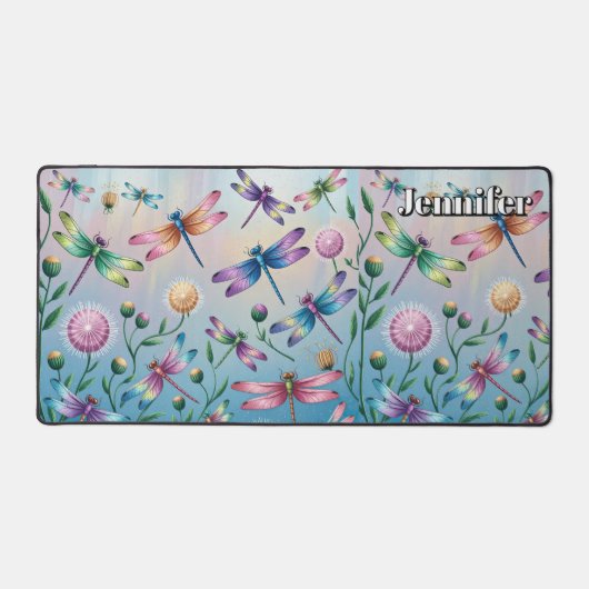 Weiße Libchen mit Blume. Bearbeitbarer Name Schreibtischunterlage (Vorderseite)