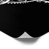 Weiße Libelle auf Schwarz wirbeln Poster (Ecke)