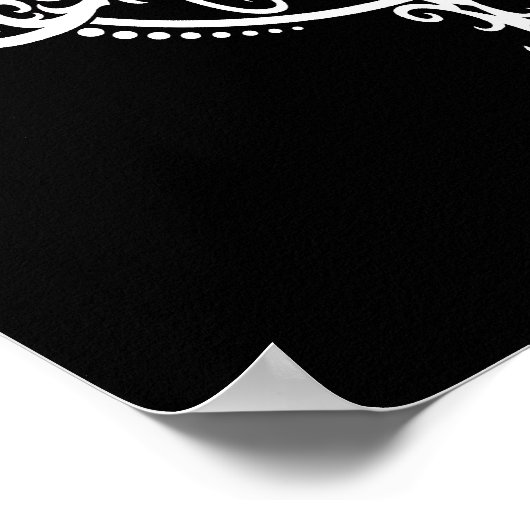 Weiße Libelle auf Schwarz wirbeln Poster (Ecke)