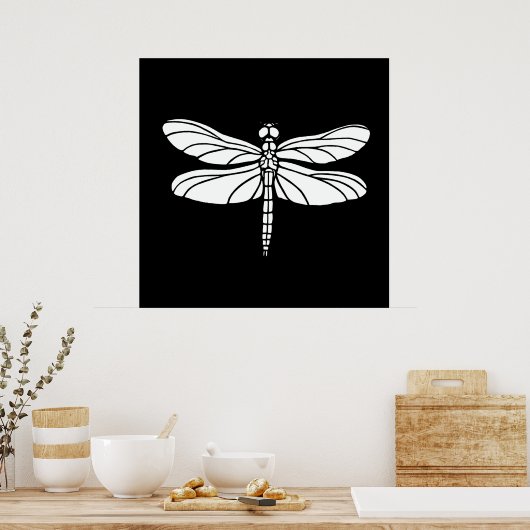 Weiße Libelle Poster (Küche)