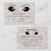 Weiße Lichter Makeup Lashes Freundschaftsnachsorge Empfehlungskarte (Vorne/Hinten)