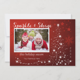 Weiße Lichter mit vier Fotos Feiertagskarte