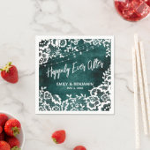 Weiße Lichter & Spitzen Rustikal Aquamarin glückli Serviette (Beispiel)