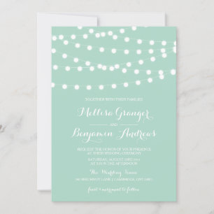 Weiße Lichterketten Mint Hochzeitseinladung Einladung