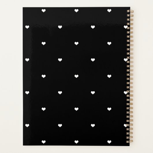 Weiße Liebe Hört schwarzes Muster Planer (Rückseite)
