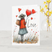 Weiße Liebe Karte (Gelbe Blume)