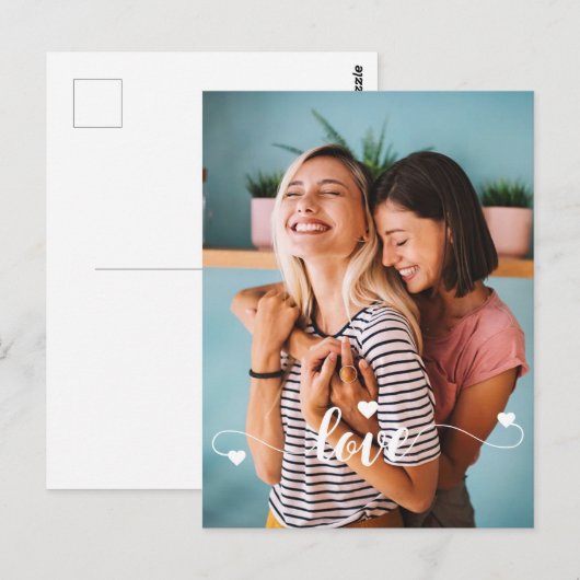 Weiße Liebe mit Herzvalentine Postkarte (Vorne/Hinten)