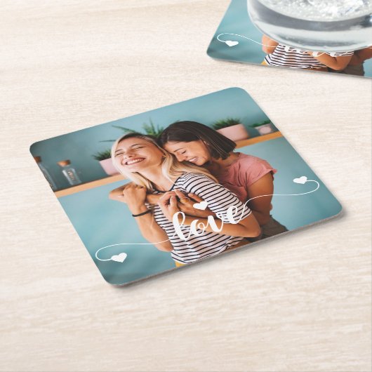 Weiße Liebe mit Herzvalentine Rechteckiger Pappuntersetzer (angewinkelt)