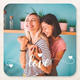 Weiße Liebe mit Herzvalentine Rechteckiger Pappuntersetzer