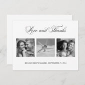 Weiße Liebe und Dank Hochzeit 3-Foto Vorlage Postkarte (Vorne/Hinten)