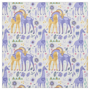 Weiße Lila Aquamarine Gelbe Giraffen Monogramm Stoff