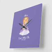 Weiße, lila Babywand Quadratische Wanduhr (Winkel)