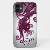 WEISSE LILA BERRIEN UND BLUMENWIRBEL MONOGRAM Case-Mate iPhone HÜLLE (Rückseite)