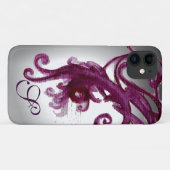 WEISSE LILA BERRIEN UND BLUMENWIRBEL MONOGRAM Case-Mate iPhone HÜLLE (Rückseite (Horizontal))