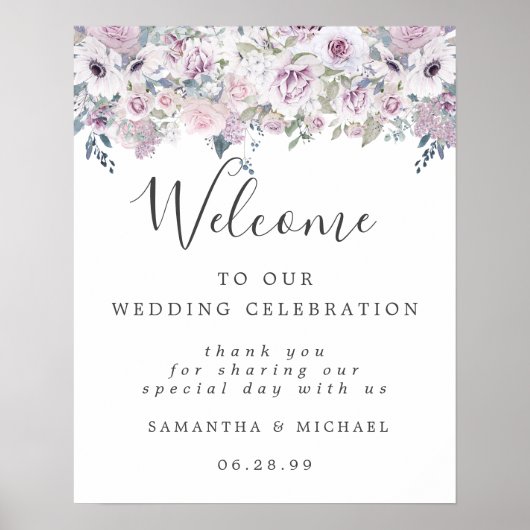 Weiße Lila Blüte Herzlich willkommen auf unserem H Poster (Vorne)