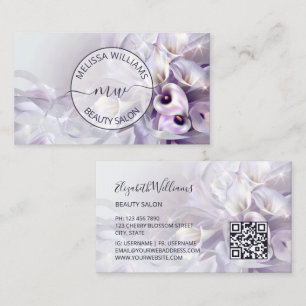 Weiße lila Calla-Blumen-Logo Visitenkarte