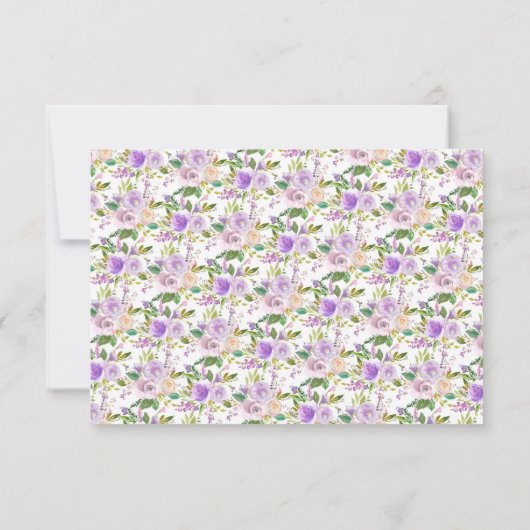 Weiße Lila florale UAWG RSVP Karte (Rückseite)