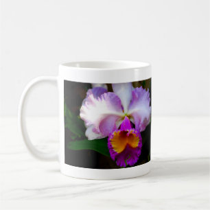 Weiße/lila/Gelb Cattleya Orchidee - Kaffeetasse