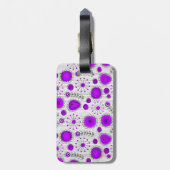 Weiße lila Herzen und Blume blumenreich Gepäckanhänger (Rückseite vertikal)