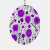 Weiße lila Herzen und Blume blumenreich Keramik Ornament (Rechts)