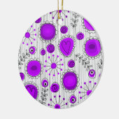 Weiße lila Herzen und Blume blumenreich Keramik Ornament (Links)