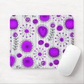 Weiße lila Herzen und Blume blumenreich Mousepad (Mit Mouse)